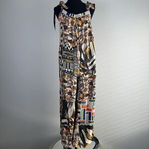 SACRED THREADS Jumpsuit Womens L/XL Abstract Art Patchwork Boho Hippie Earthy
